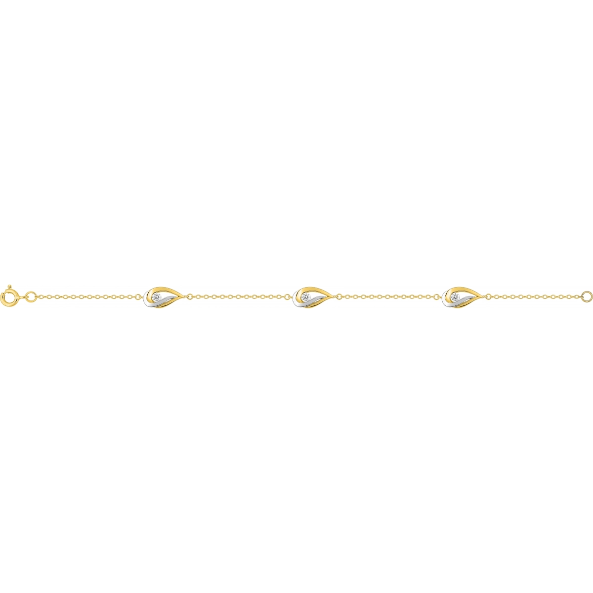 Pulseira 18cm com Zircônia cúbica banhado a ouro bicolor BSBL43Z18 Lua blanca BSBL43Z18.0