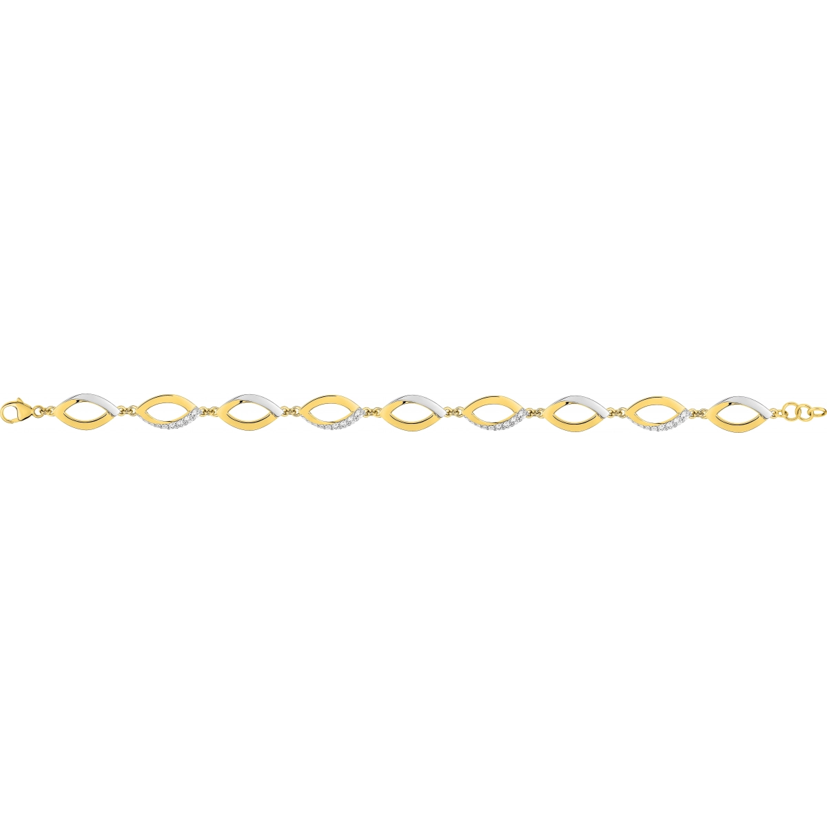 Bracelet 19cm w. cz gold plated Brass 2TG  Lua Blanca  BSBK00Z19.0