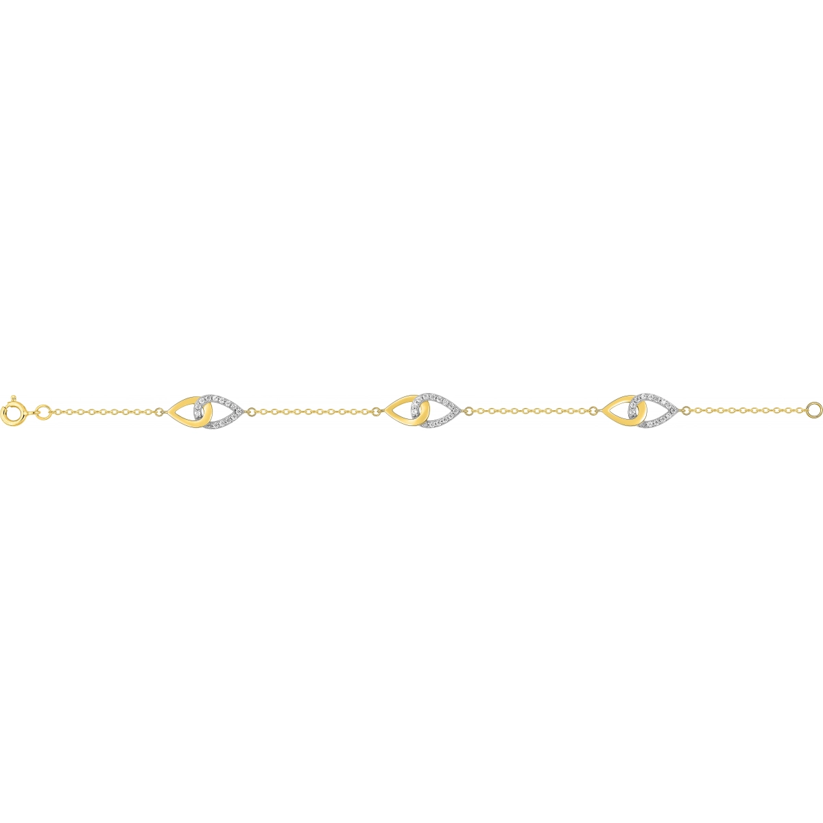 gold plated Brass bracelet w. cz  Lua Blanca  BSBI53Z18.0