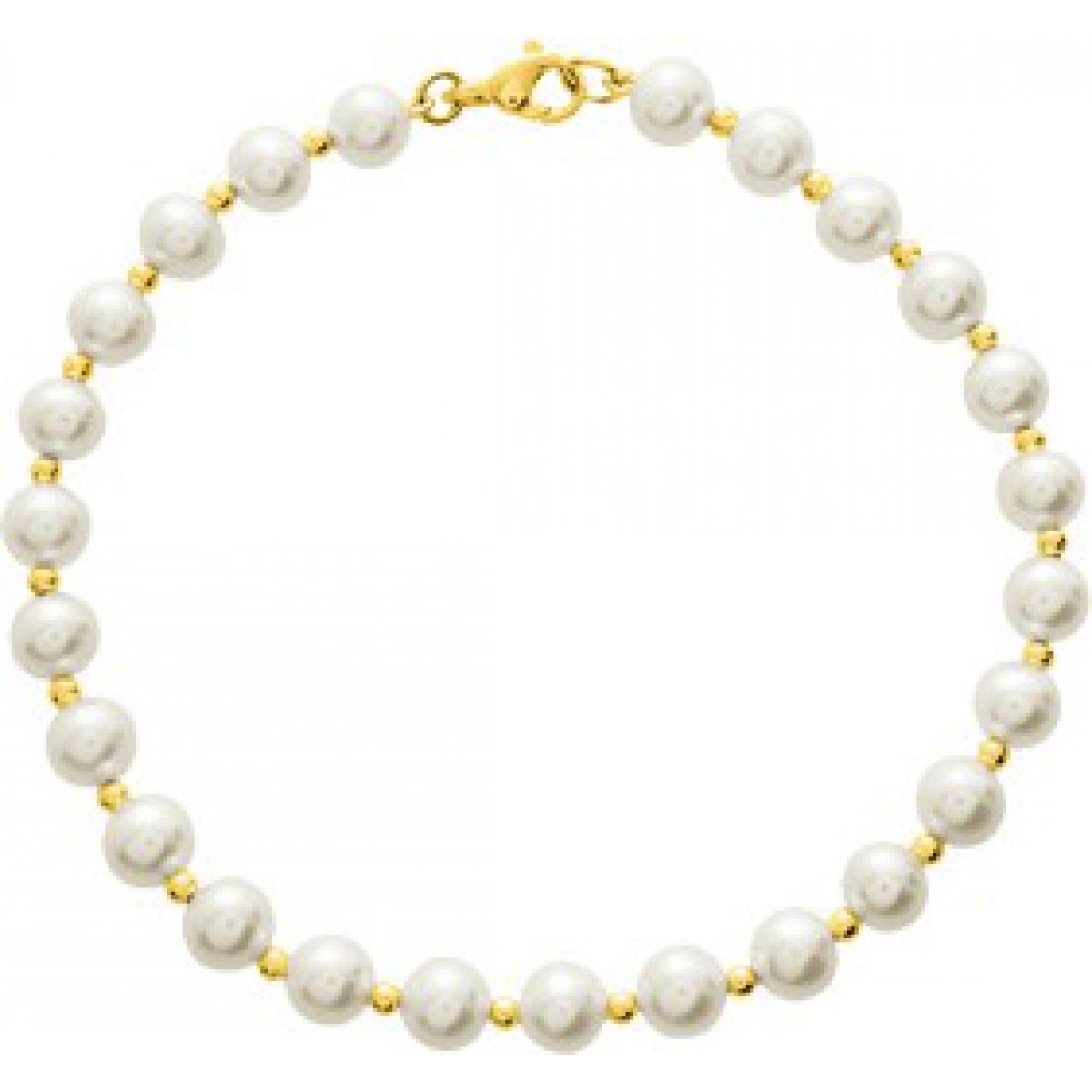 Bracelet w. cult.FWpearl and gold balls 18K YG - Size: 18  Lua Blanca  7803.2P.18