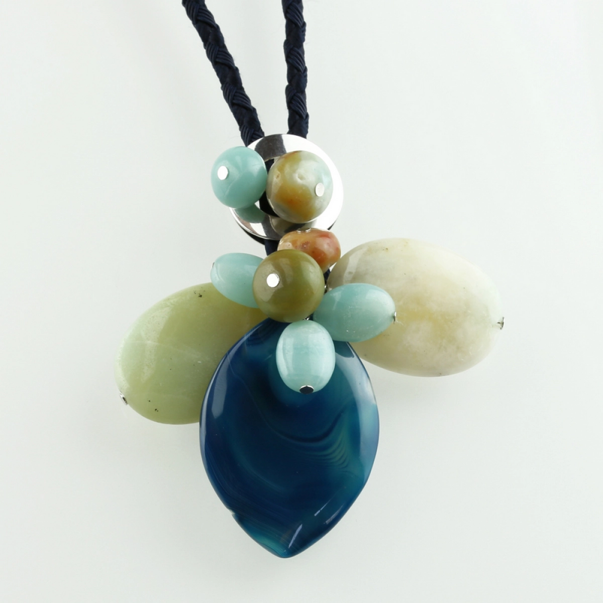 HANGING BUMBLEBEE AMAZONITE AND BLUE AGATE C246 PATRICIA GARCIA