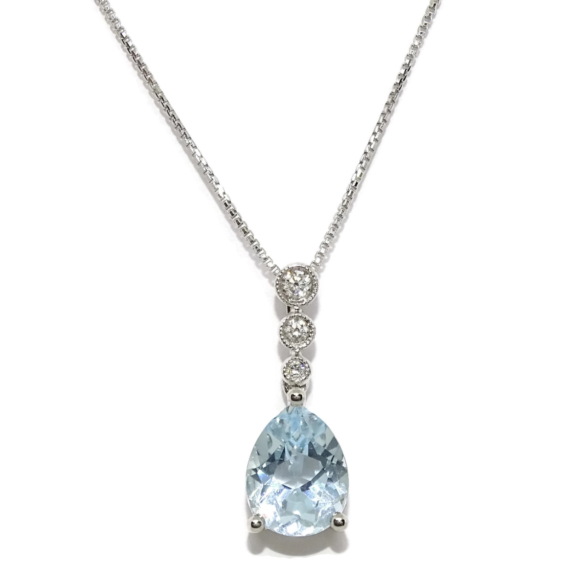 PENDANT WITH BRILLIANT-CUT DIAMONDS OF 0.07 CTS AND 1 BLUE TOPAZ 1.94 CTS MOUNTED IN WHITE GOLD, NEVER SAY NEVER