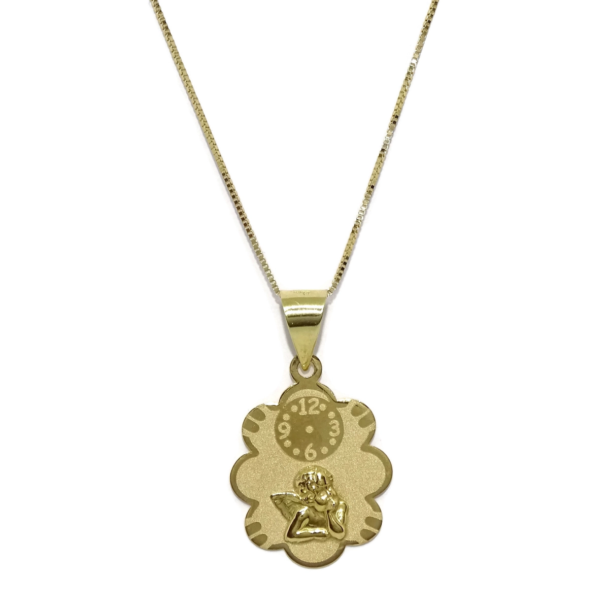 PENDANT FOR BABY� OF 18K YELLOW GOLD WITH A CLOUD, WATCH, AND ANGEL WITH A CHAIN OF VENETIAN GOLD AM NEVER SAY NEVER