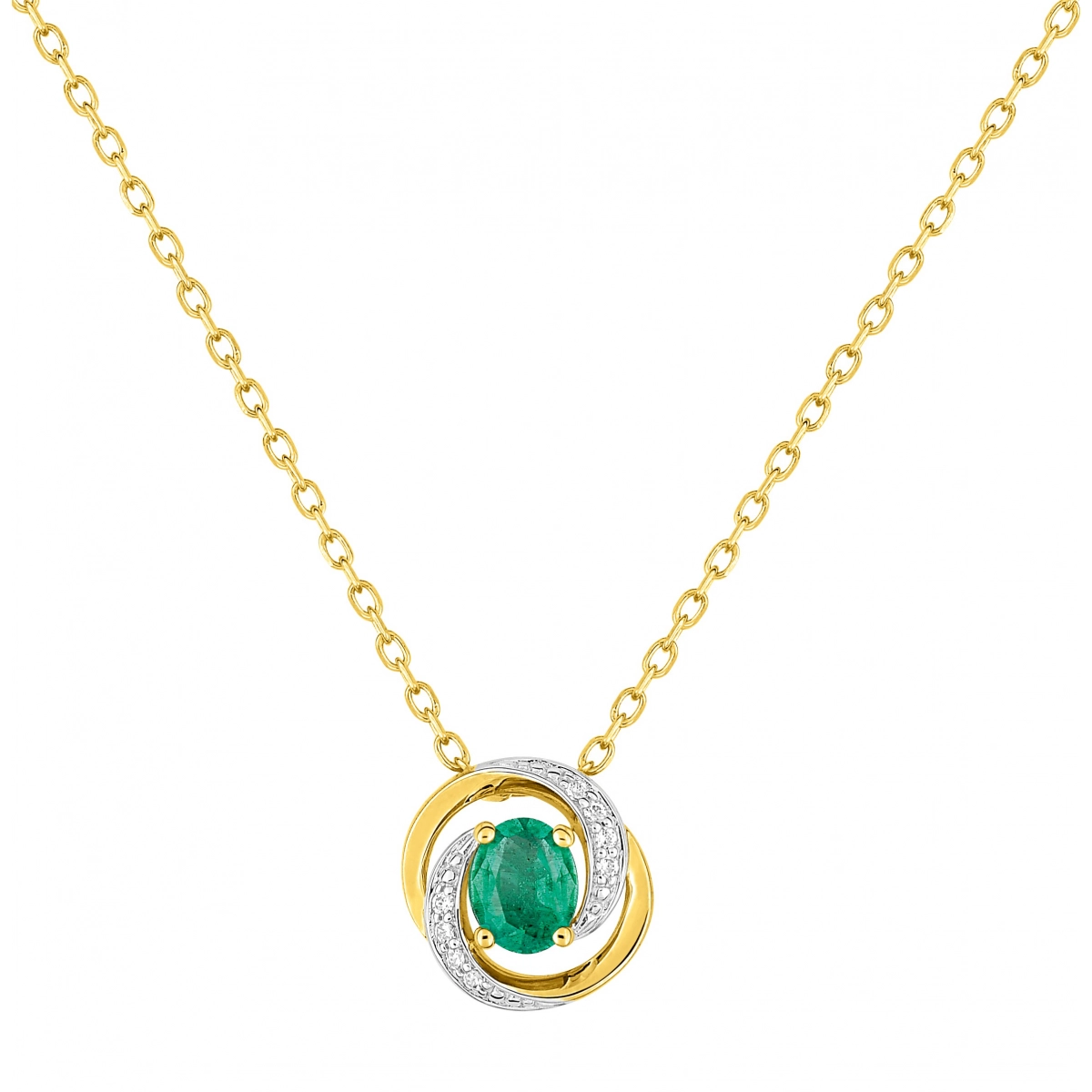 Necklace 42cm w. emerald and cz 9K 2TG  Lua Blanca  5PA733BEZ.0