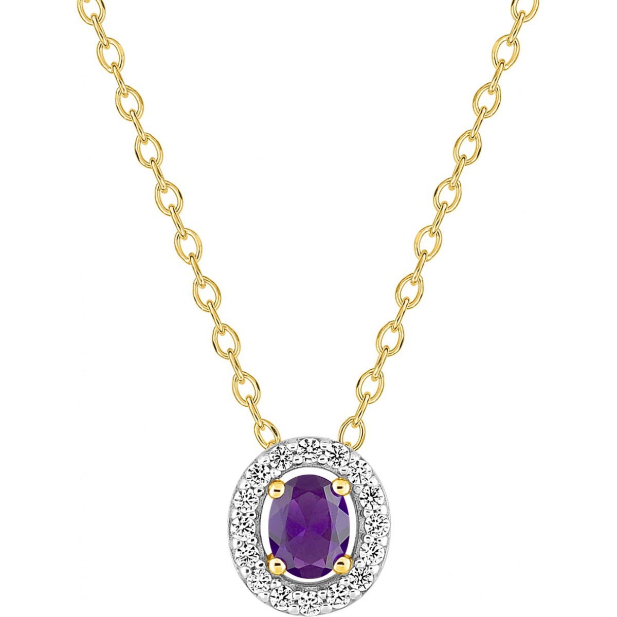Necklace w. synth amethyst and cz gold plated Brass  Lua Blanca  132204.7.0