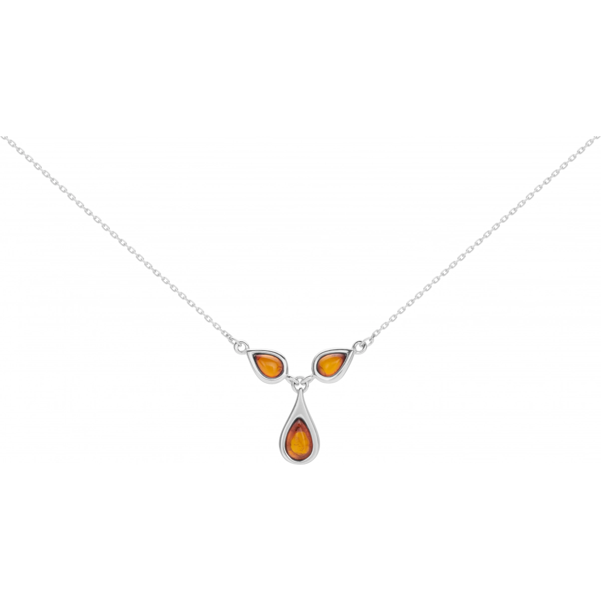 Necklace w. amber rh925 Silver - Size: 42  Lua Blanca  302562.42