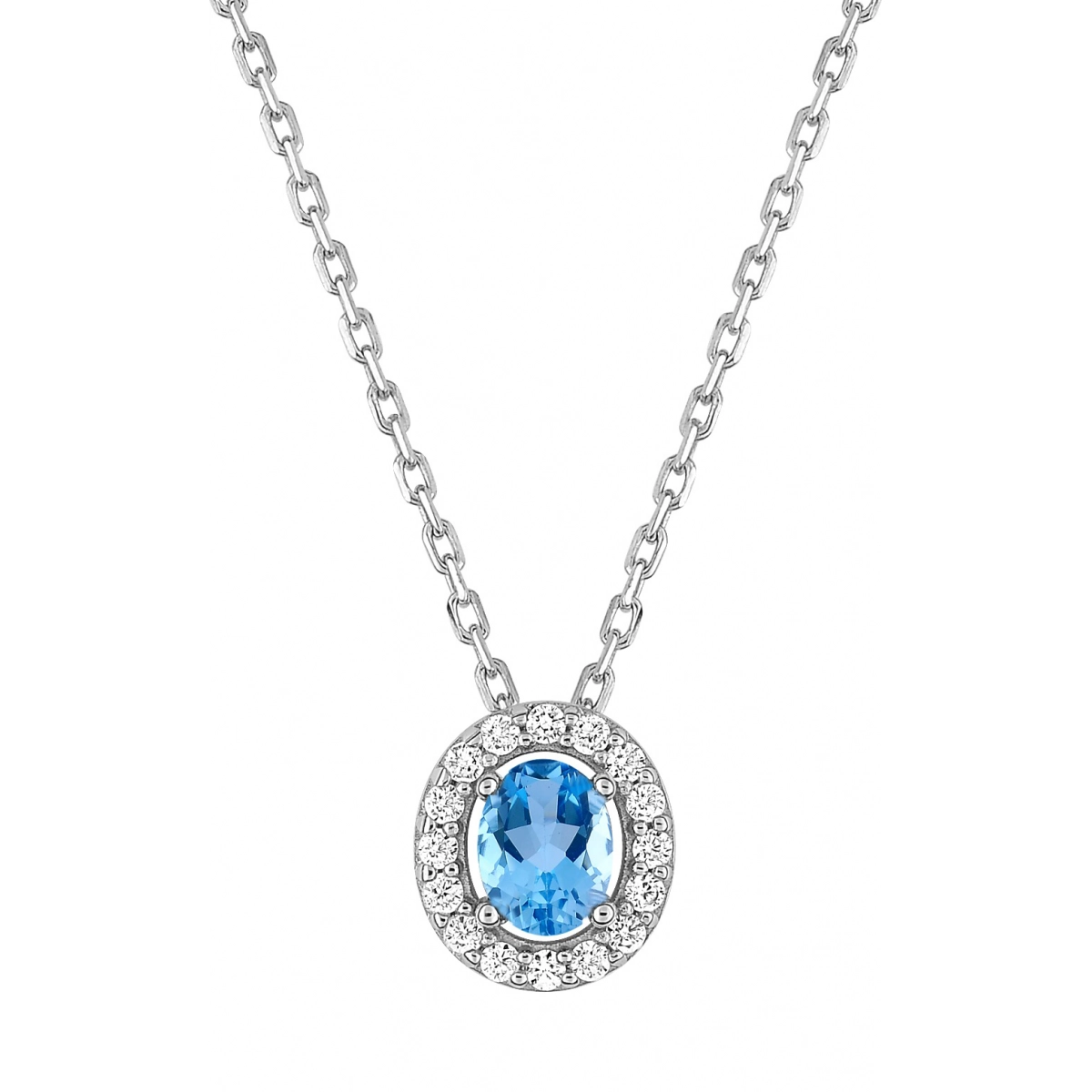 Necklace w. cz and synthetic blue stone rh925 Silver  Lua Blanca  332204.6.0