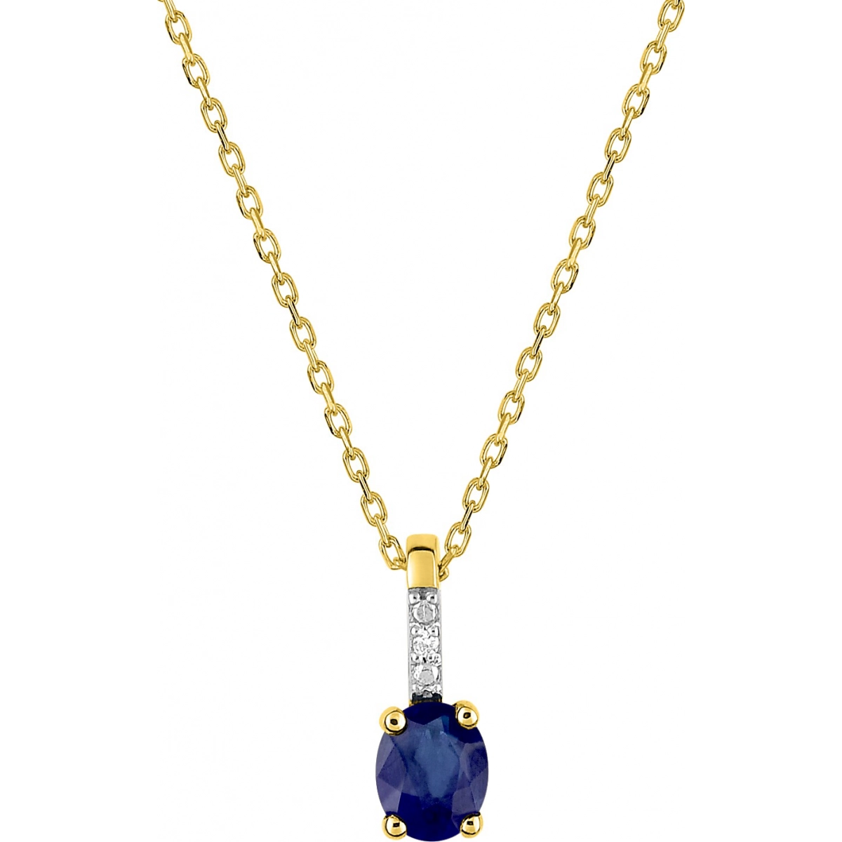 Necklace w. dia. 0.004Ct and sapphire 9K 2TG  Lua Blanca  5009BSTB4.0