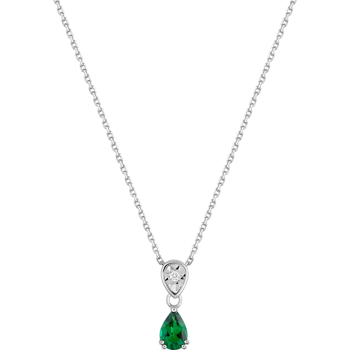 Necklace w. diam 0.01ct and emerald 18K WG  Lua Blanca  MI502GEB4.0