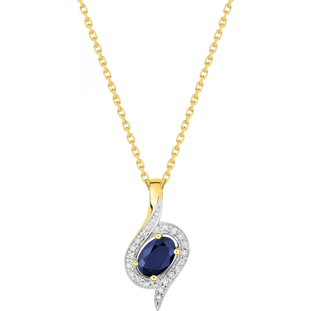 Necklace w. diam0.03ct and sapphire 18K 2TG Lua Blanca  MZ528BSB4.0