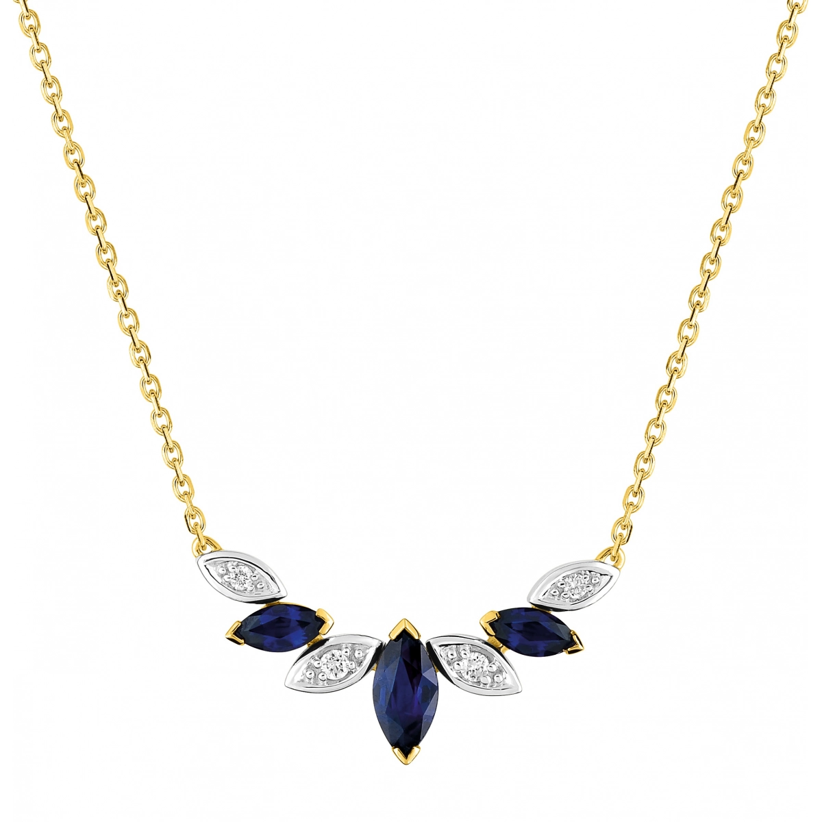 Necklace w. diam 0.048ct GHP1P2 and sapphire 18K 2TG  Lua Blanca  MB510BSB4.0