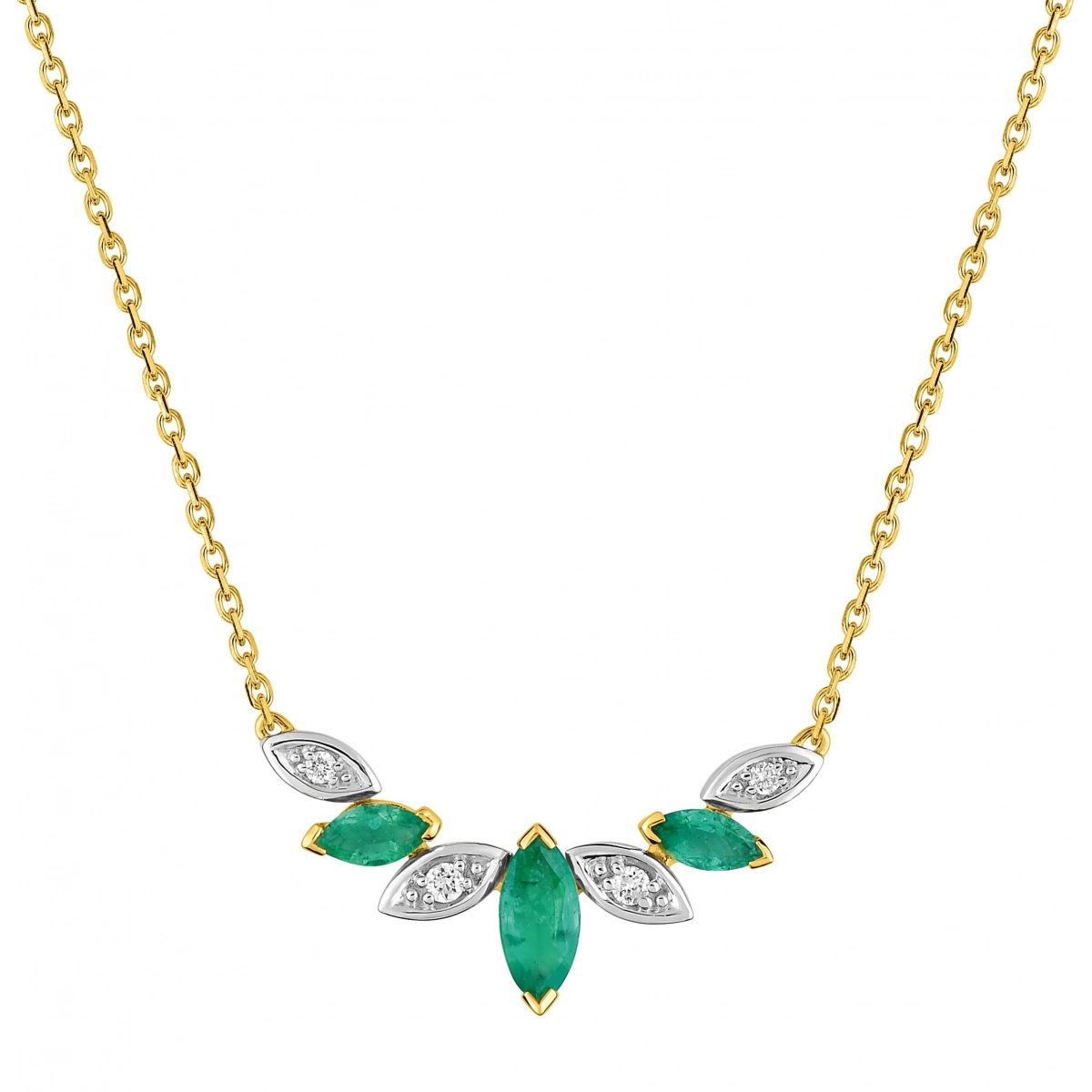 Necklace w. diam0.048ct and emerald 18K 2TG  Lua Blanca  MB510BEB4.0