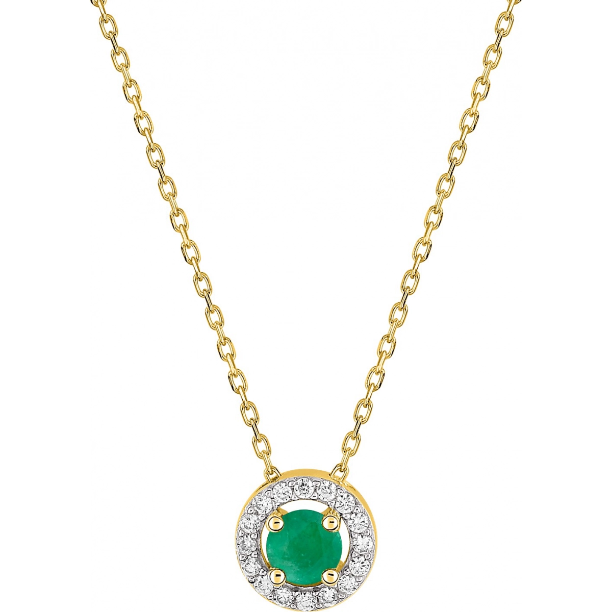 Necklace w. Emerald and cz 9K YG - Size: 42  Lua Blanca  393080.E3.42