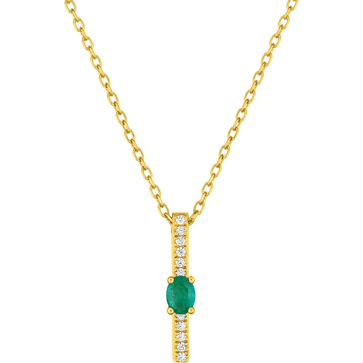 Necklace w. emerald and cz 9K YG  Lua Blanca  5PA823JEZ.0
