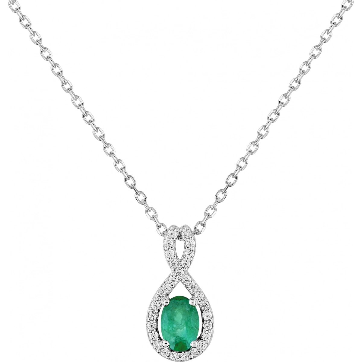 Necklace w. emerald and cz 9K WG Lua Blanca  5A609GETZ.0