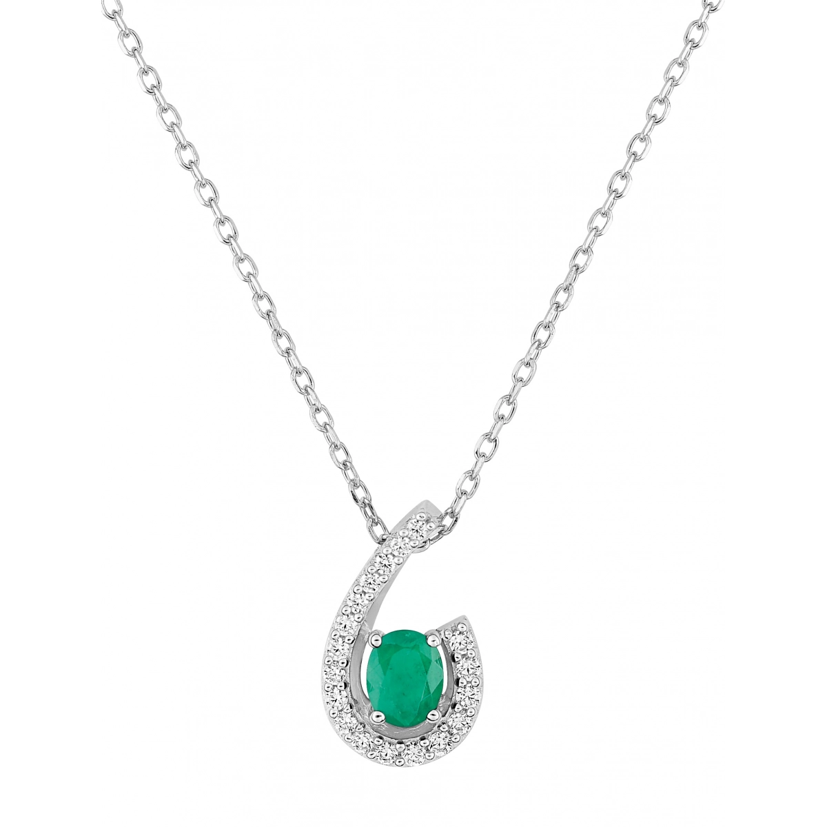 Necklace w. emerald and cz 9K WG  Lua Blanca  5PA816GEZ.0