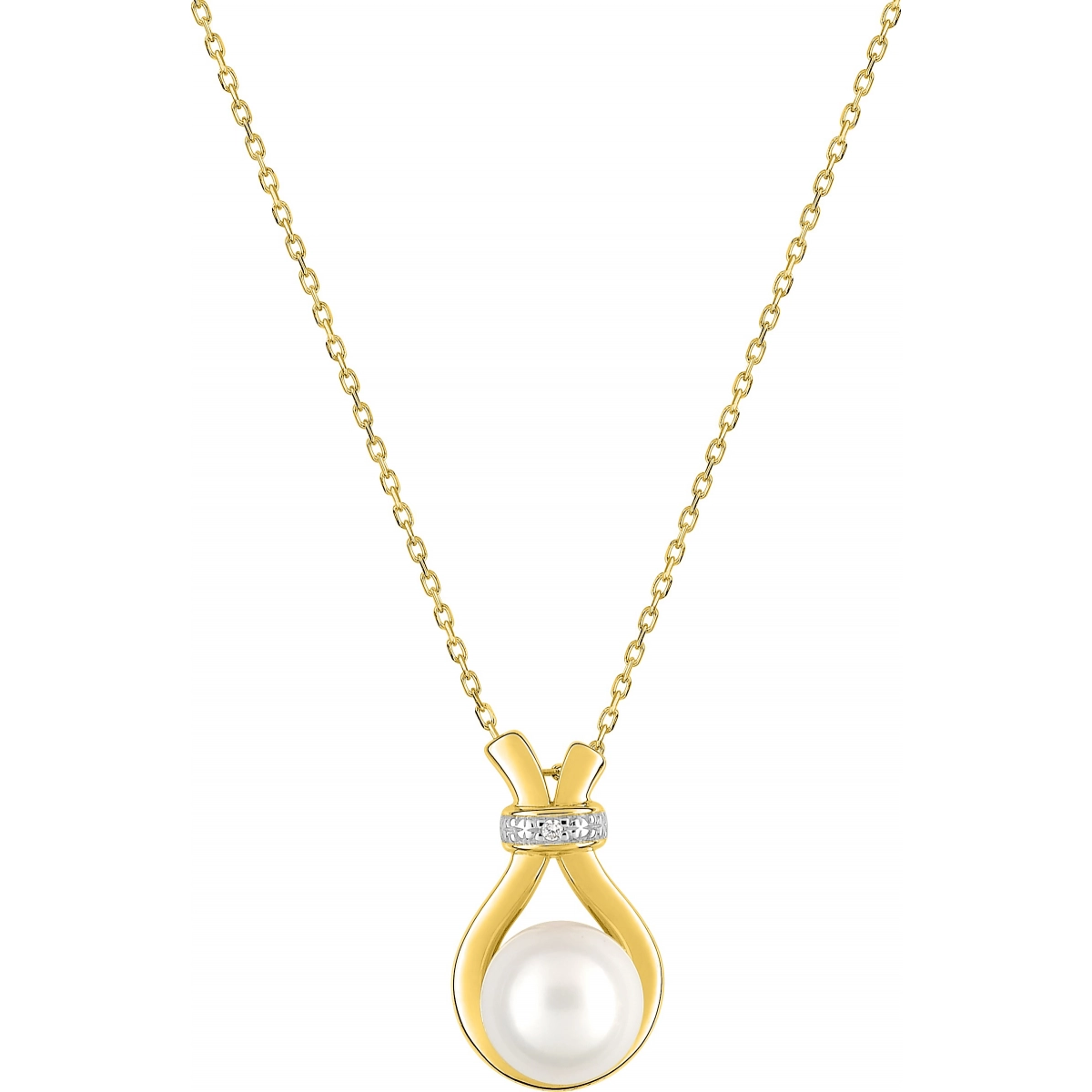 Necklace w. cult. FW pearl and cz 9K YG  Lua Blanca  397043.P3.0