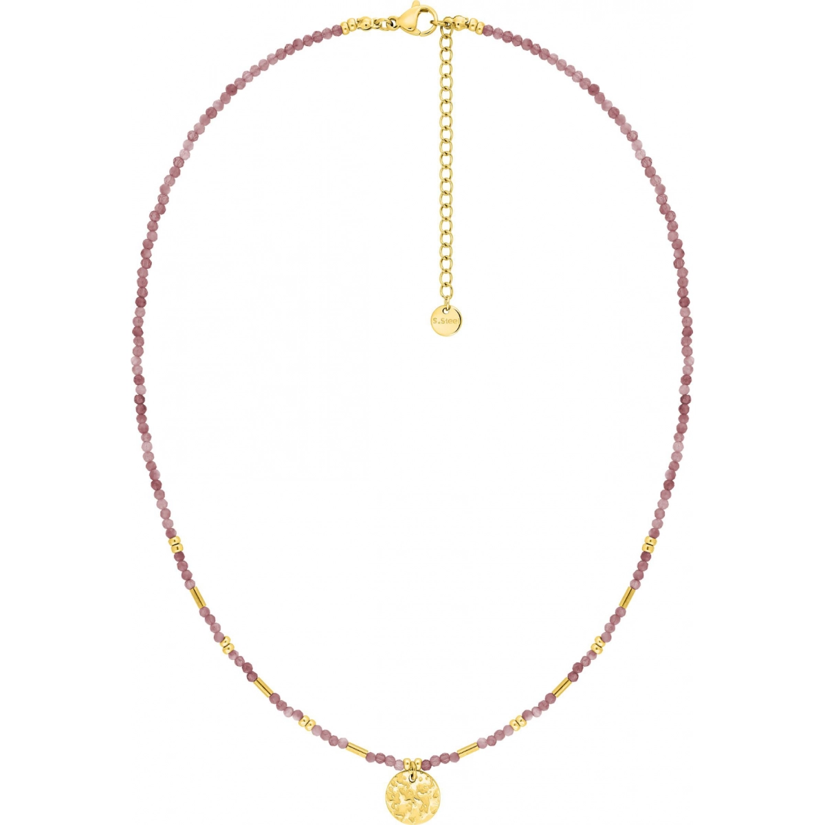 Necklace w. stone gold coloreded St. Steel Lua Blanca  555096