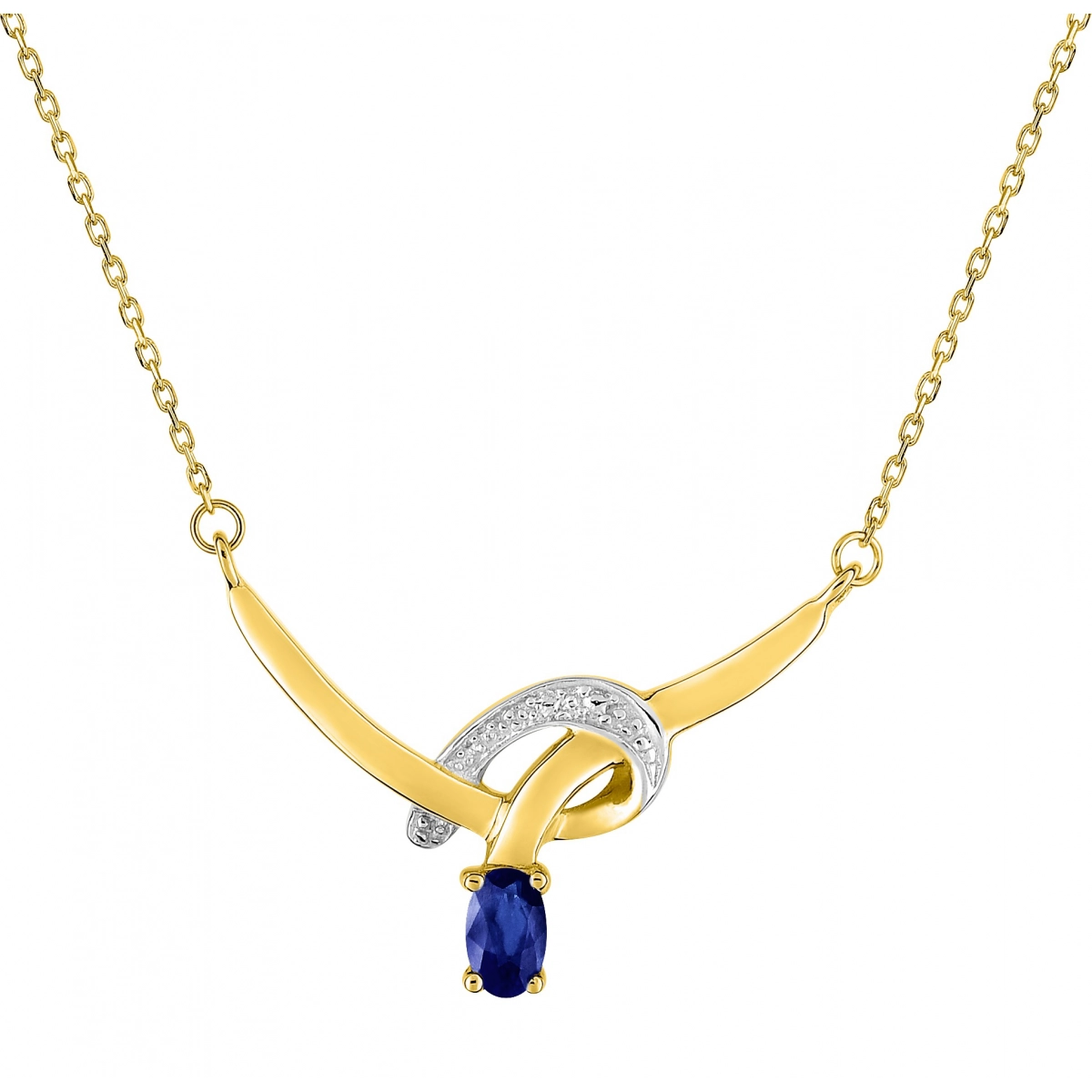 Necklace w. sapphire and rhod 9K YG - Size: 42  Lua Blanca  39303.S3.42