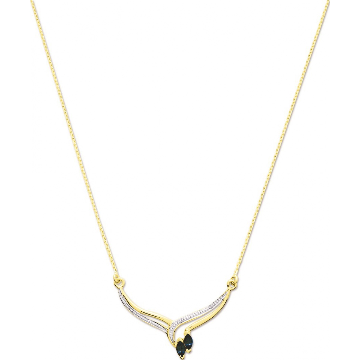 Necklace w. sapphire and rhod 9K YG - Size: 42  Lua Blanca  394018.S3.42