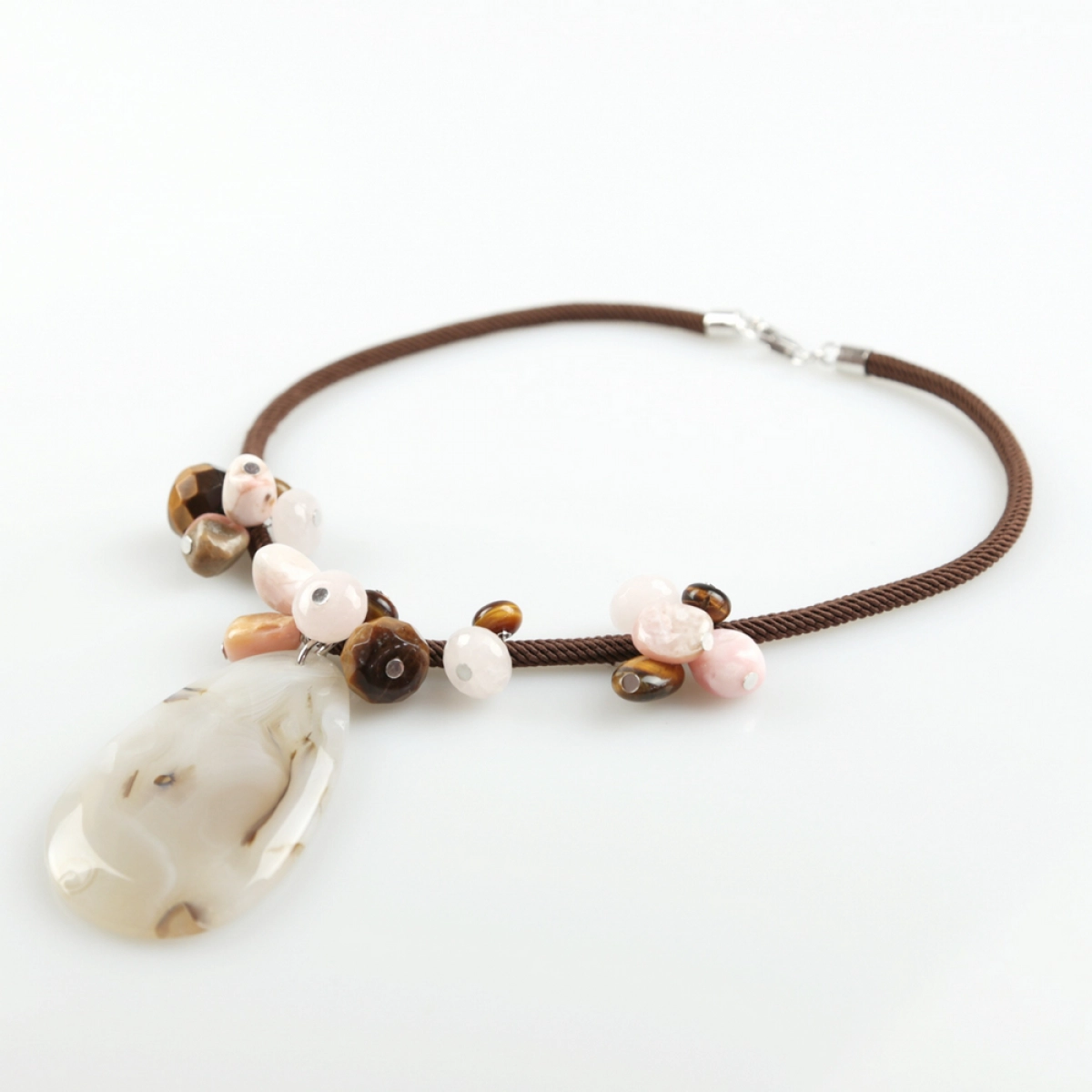 NECKLACE CORD BROWN WITH PENDANT OF AGATE BUC271 PATRICIA GARCIA