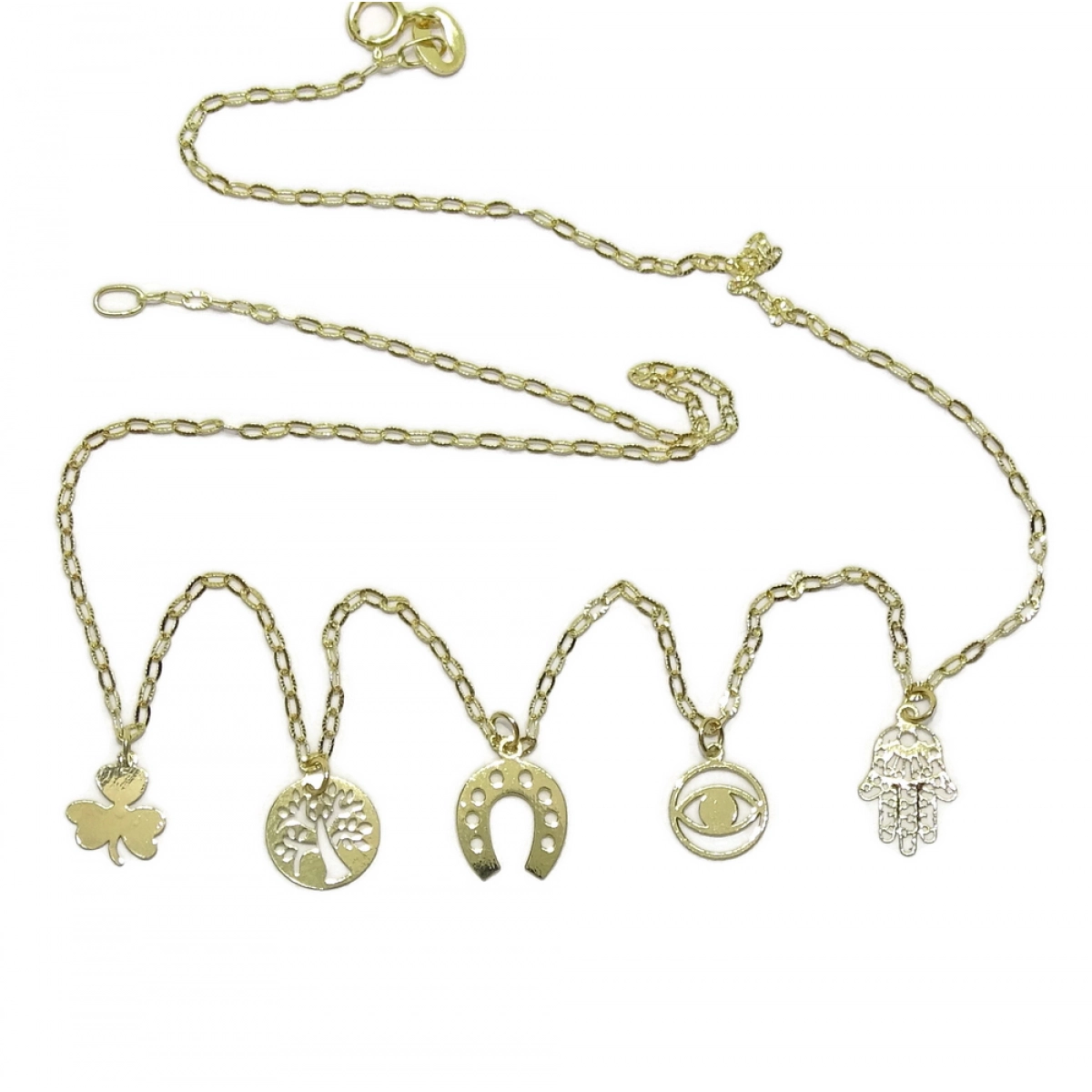NECKLACE OF THE LUCKY 18K GOLD 5 S�SYMBOLS 40CM LONG. 1.45 GRAMS OF GOLD, NEVER SAY NEVER