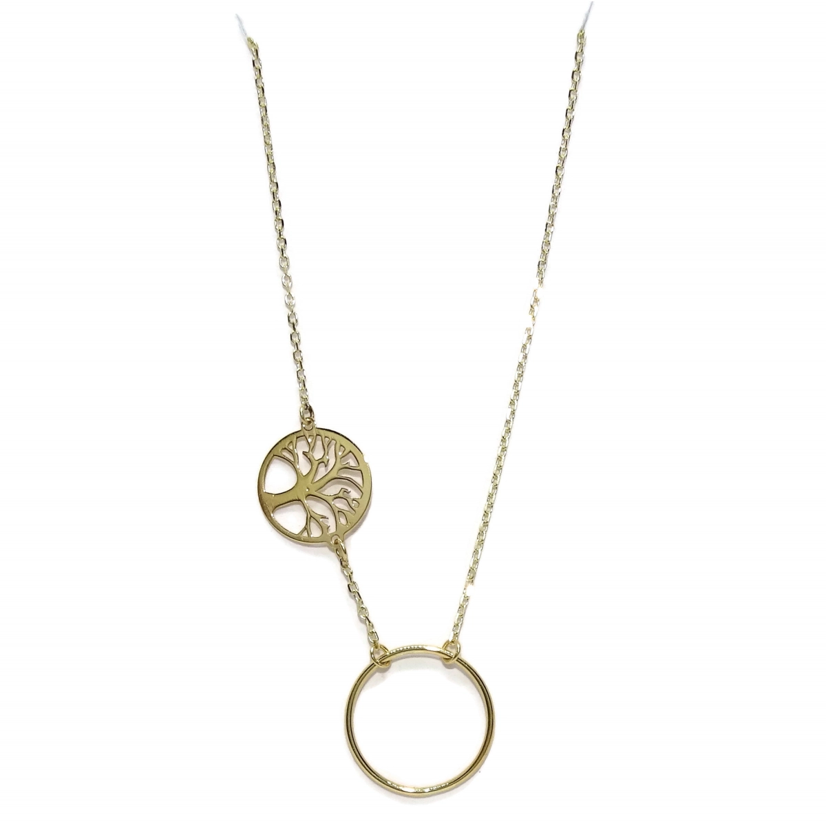 NECKLACE OF 18K YELLOW GOLD WITH CHAIN FORCED LIGHT WITH KARMA OF 1.30 CM DI�METRO AND �TREE NEVER SAY NEVER