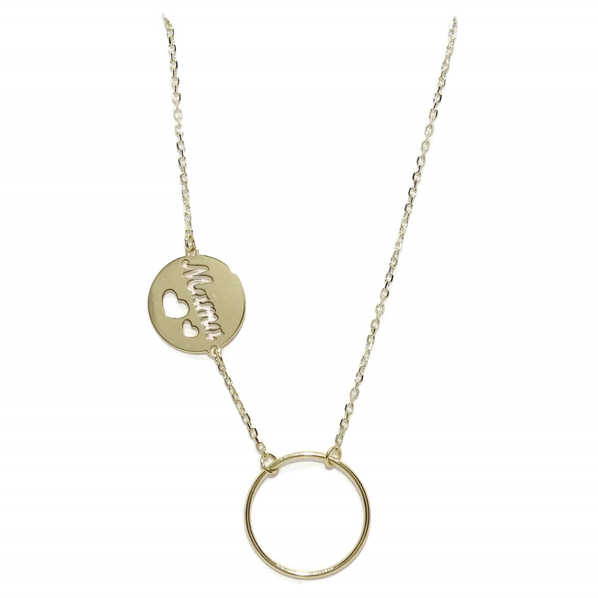 NECKLACE OF 18K YELLOW GOLD WITH CHAIN FORCED LIGHT WITH KARMA AND MAM� NEVER SAY NEVER