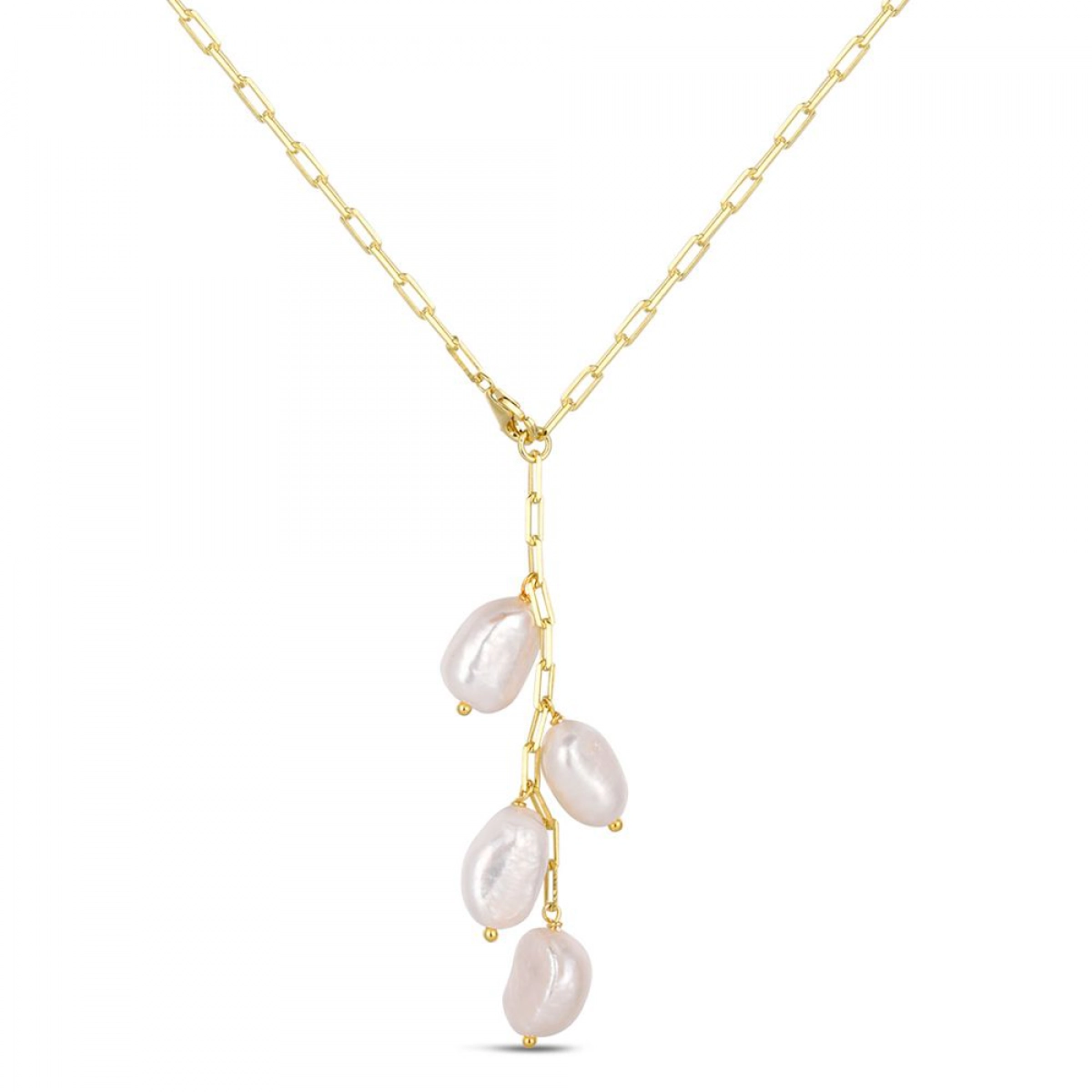 Collar de plata chapado con perlas barrocas  - Artesanal - 9117667