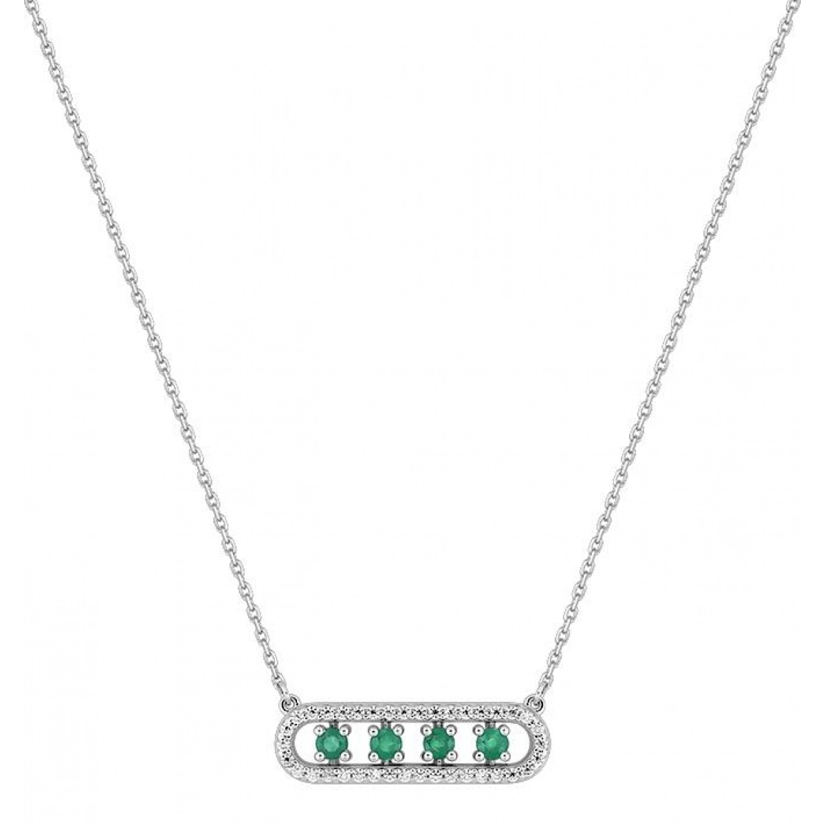 Necklace emerald + cz 18K WG Lua Blanca  4.0746.M0