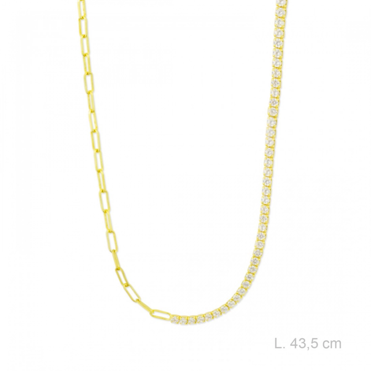 Collar gargantilla de plata chapada en oro  - Artesanal - 912582