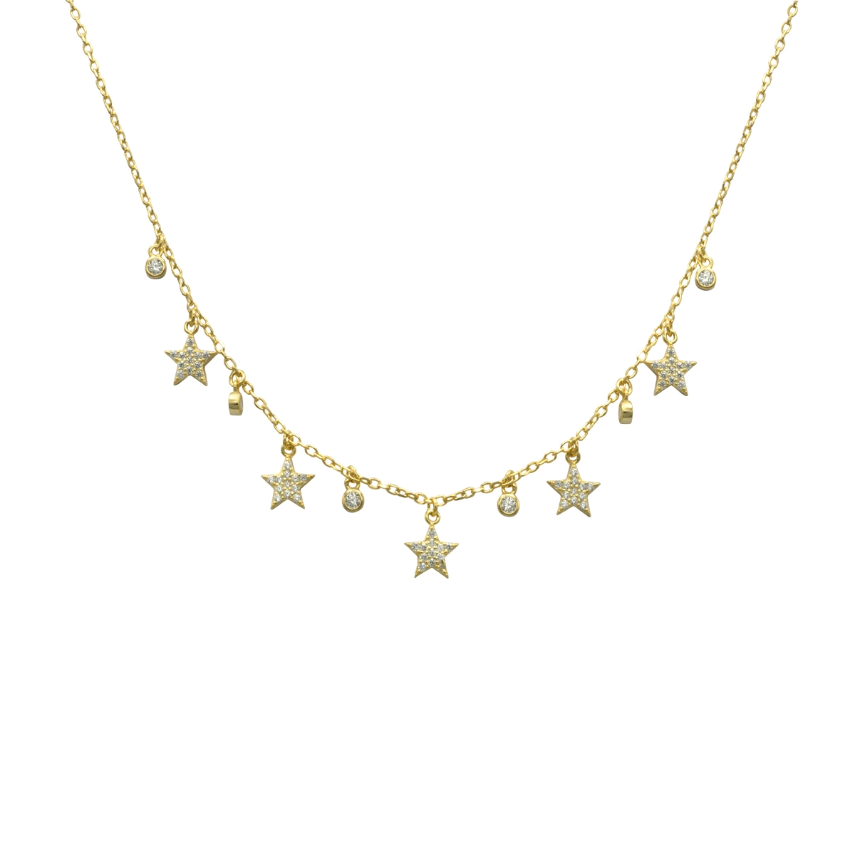 Collar Gippsy Estrellas y Circonitas Plata Baño Oro Hekka HC27624
