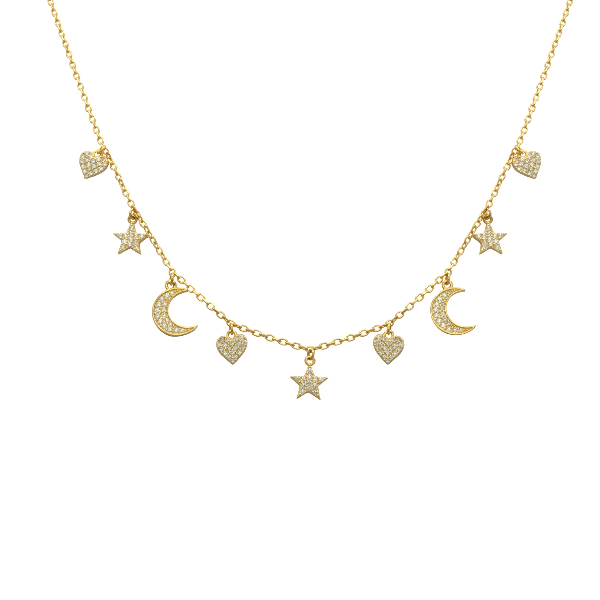 Collar Gippsy Moon & Star Plata Baño Oro Hekka HC27196