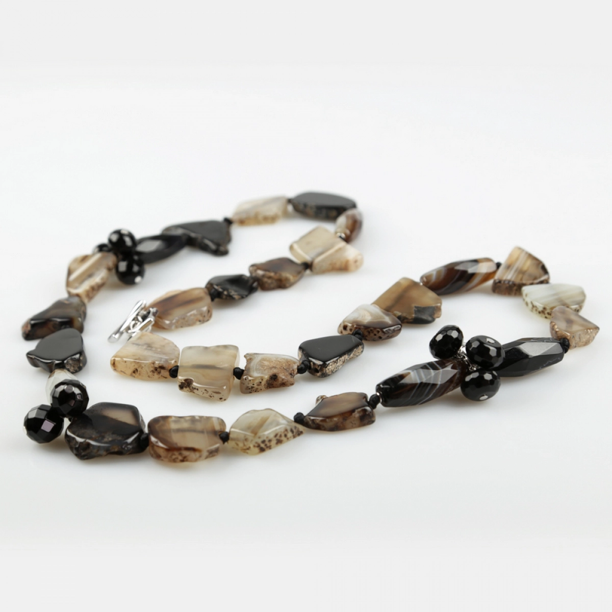 LONG NECKLACE AGATE AND NATURAL ONYX BUC256 PATRICIA GARCIA