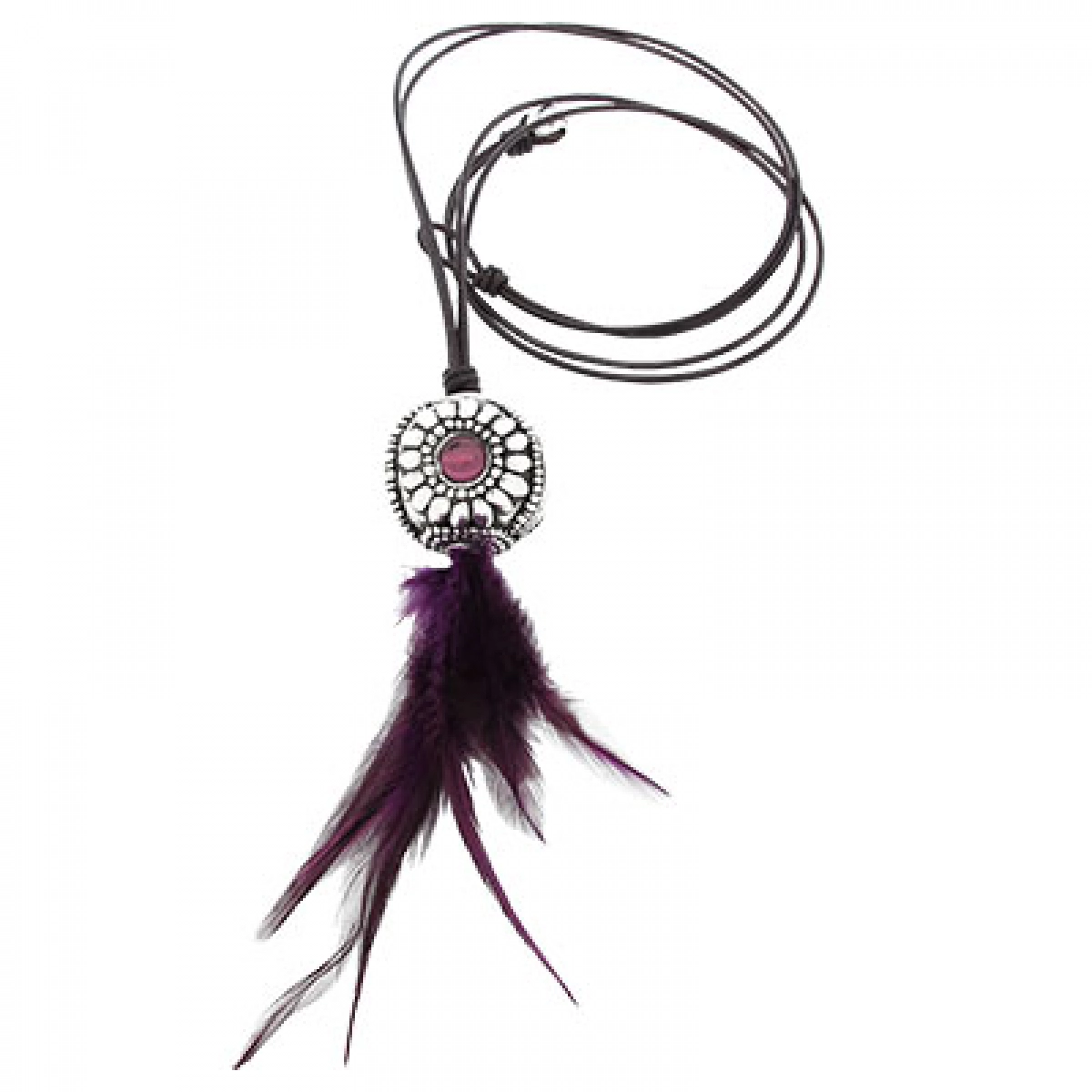 PPC121 NATURAL FEATHERS PURE SILVER NECKLACE Plata Pura
