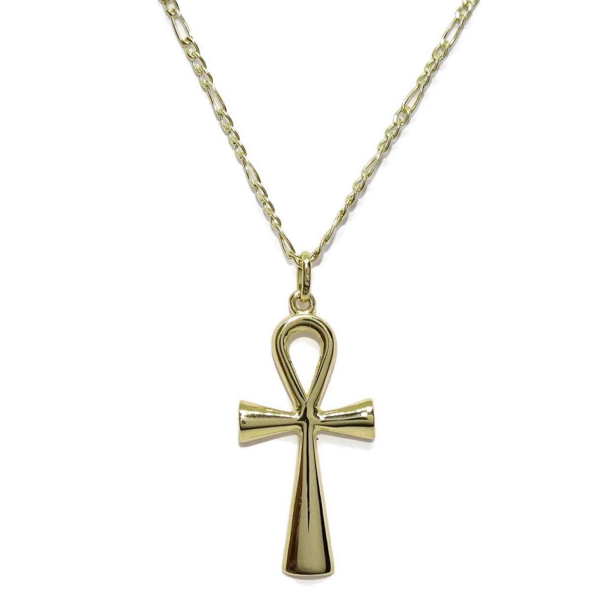 CROSS OF LIFE 18K YELLOW GOLD WITH CHAIN OF 45CM 18K GOLD NEVER SAY NEVER