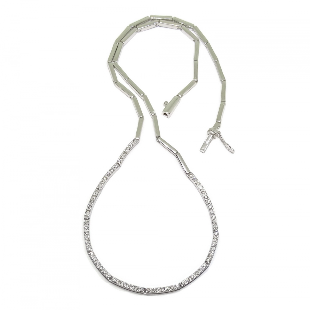 STUNNING CHOKER NECKLACE SEMI-R�GIDA IN 18K WHITE GOLD AND 1.05 CTS OF DIAMONDS NEVER SAY NEVER