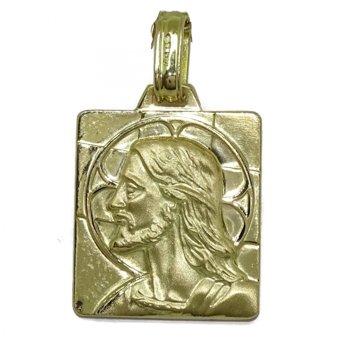 MEDAL CHRIST YELLOW GOLD 18KTS MATTE AND SHINE IDEAL COMMUNION OF 2.00 CM HIGH BY 1.80 CM NEVER SAY NEVER