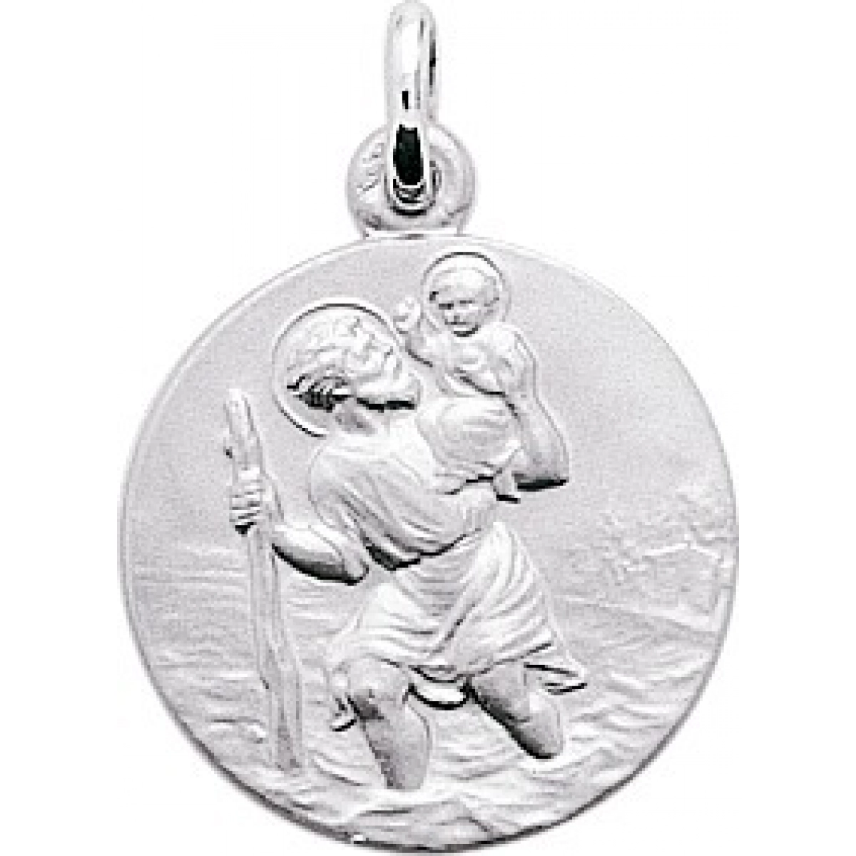 Medalha  São Cristovão 18Kt Ouro Branco 20068G Lua blanca 20068G.0