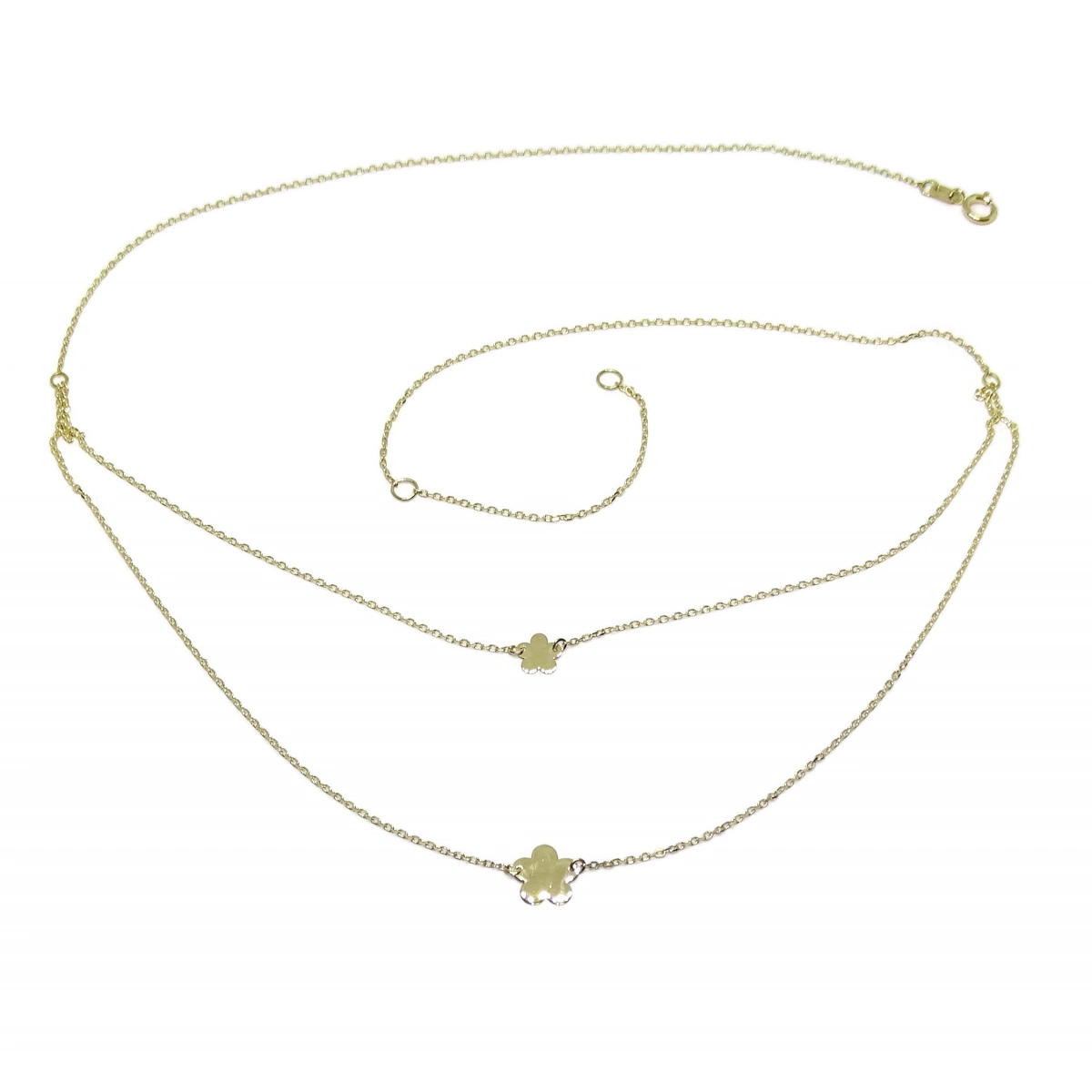 MODERN DOUBLE COLLAR IN 18K YELLOW GOLD WITH CHAIN MINI FORCED AND 2 FLOWERS OF 5 P�TALOS NEVER SAY NEVER