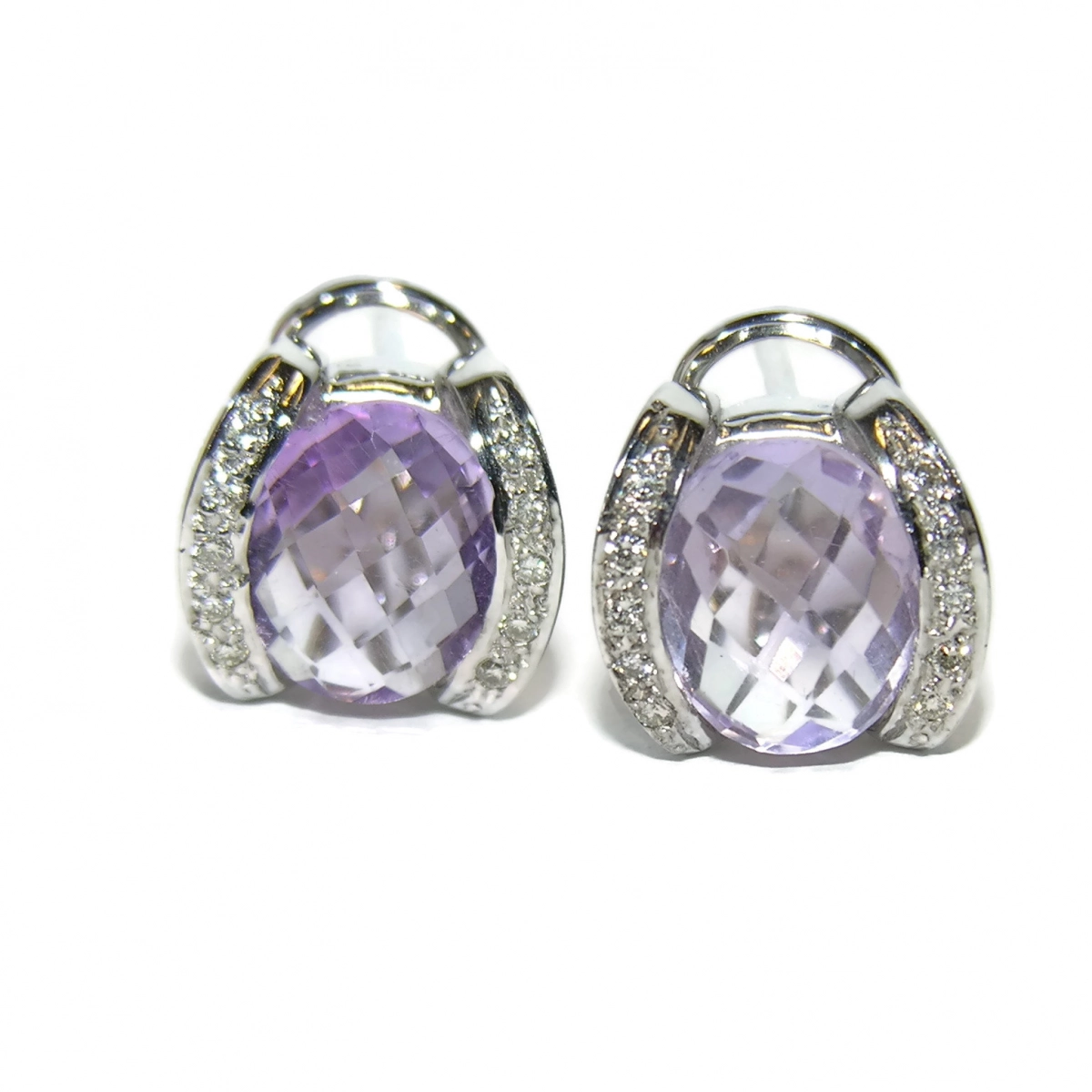 EARRINGS 0.20 CTS OF DIAMONDS AND AMETHYST WITH WHITE GOLD 18KTES. NEVER SAY NEVER
