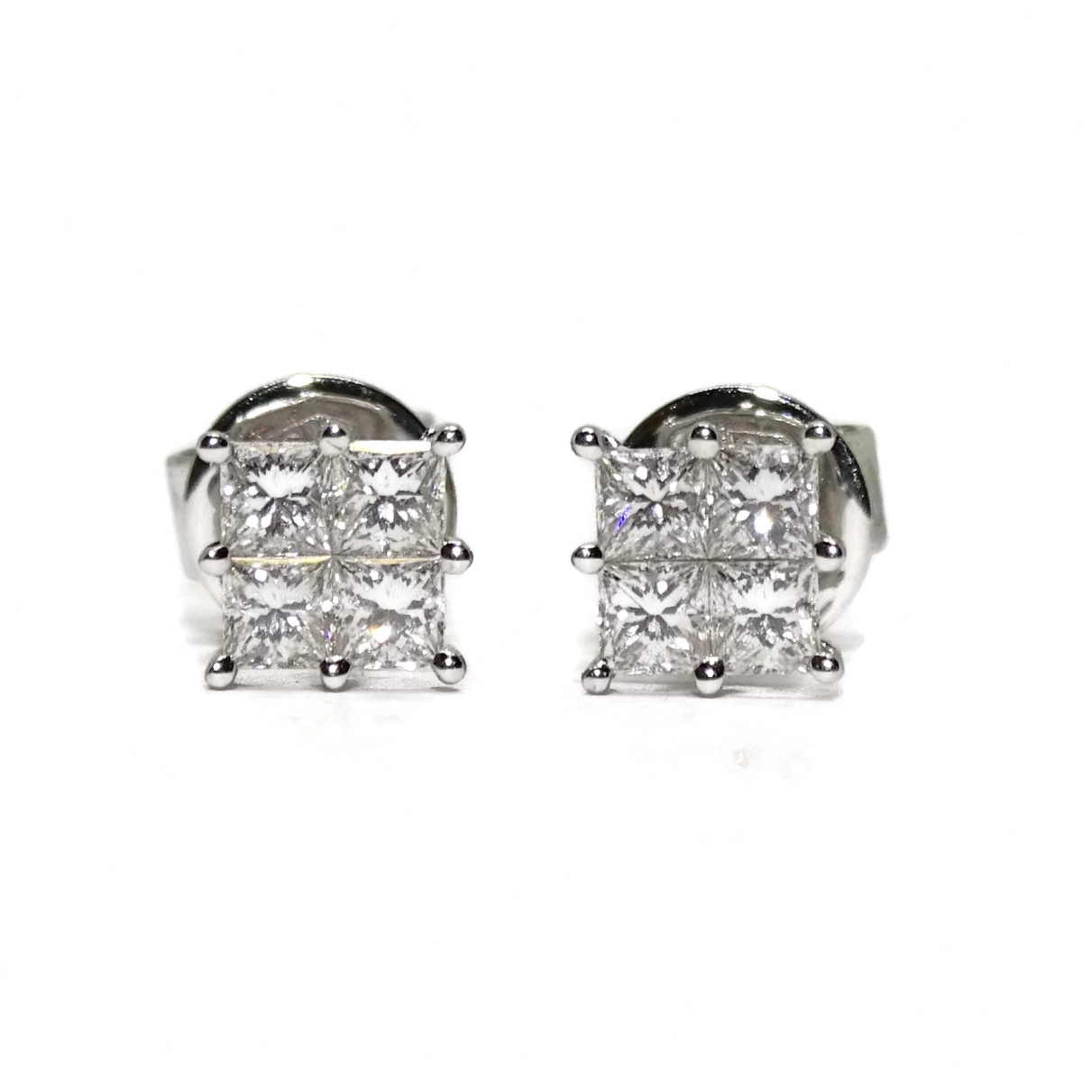 EARRINGS 0.75 CTS OF DIAMONDS PRINCESS CUT. 6MM X 6MM. PRESSURE NEVER SAY NEVER