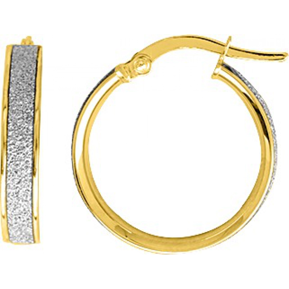 Hoops earrings pair w. glitter 9K YG Lua Blanca  9K3416G.0