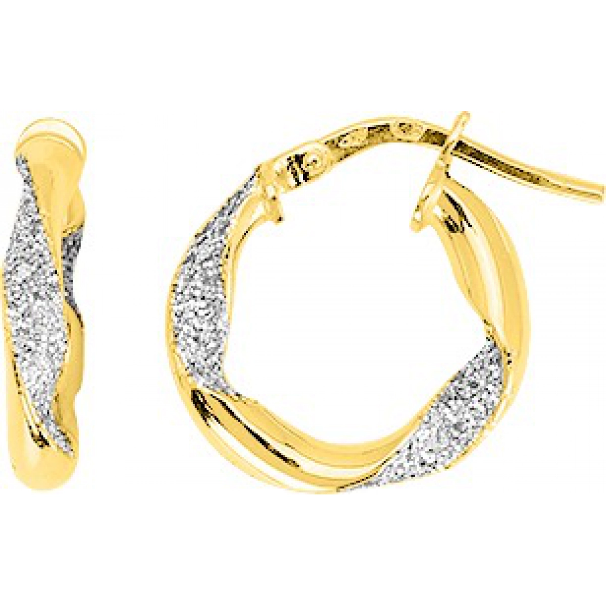 Hoops earrings pair w. glitter 9K YG  Lua Blanca  9K3640G.0