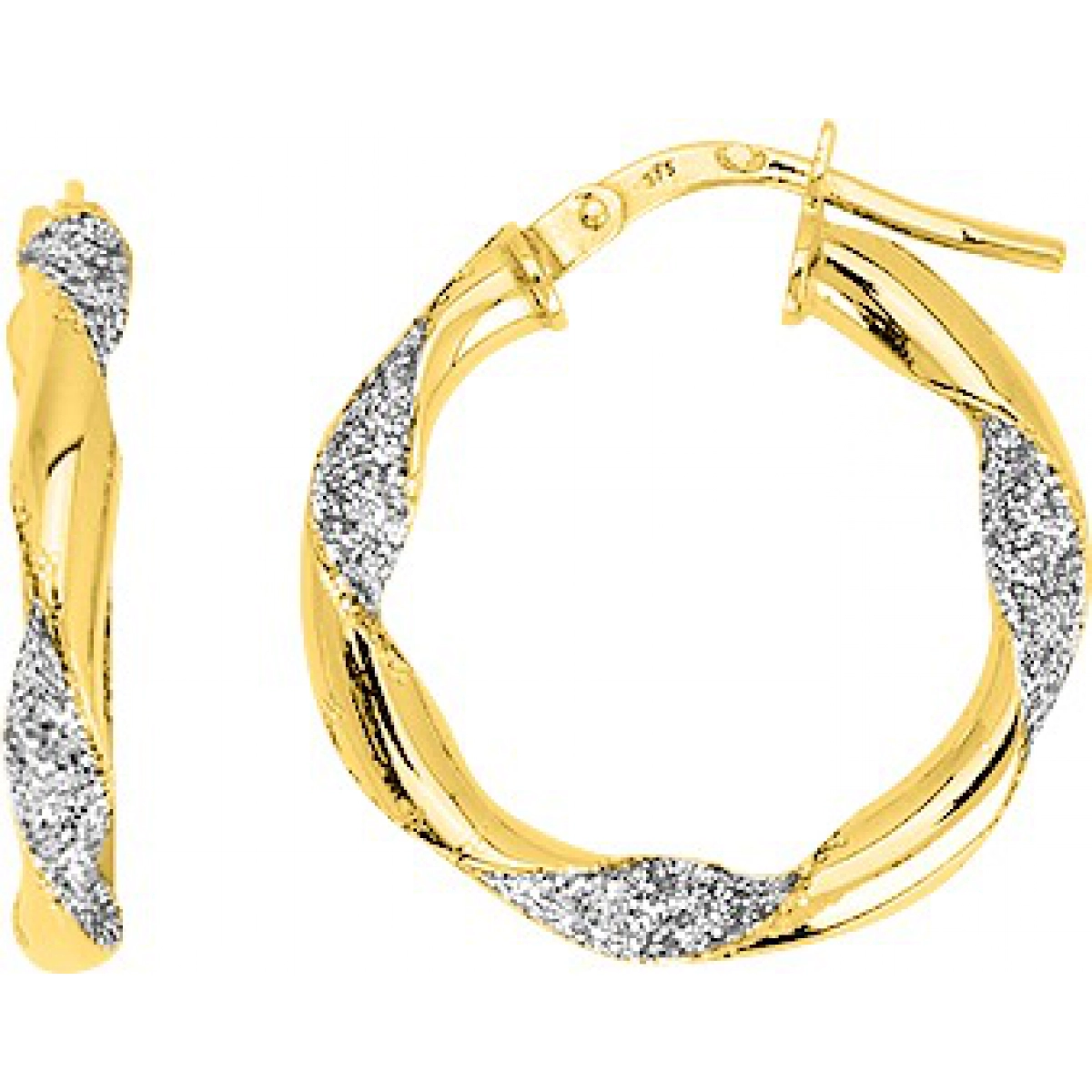 Hoops earrings pair w. glitter 9K YG  Lua Blanca  9K3641G.0