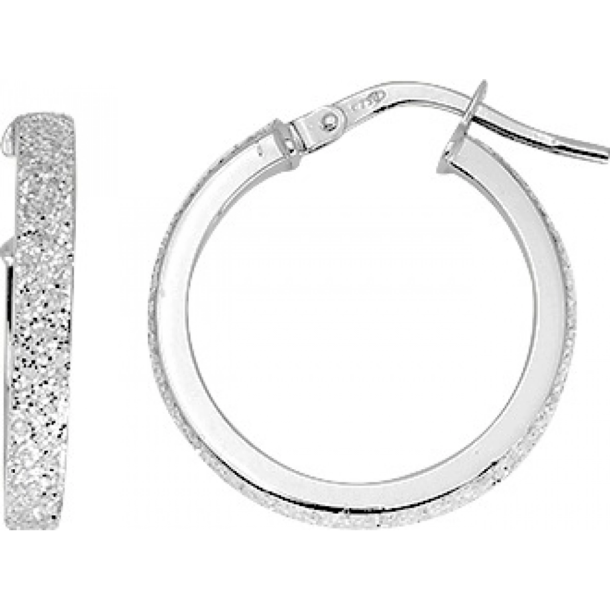 Hoops earrings pair w. glitter 9K WG  Lua Blanca  9K3687GR.0