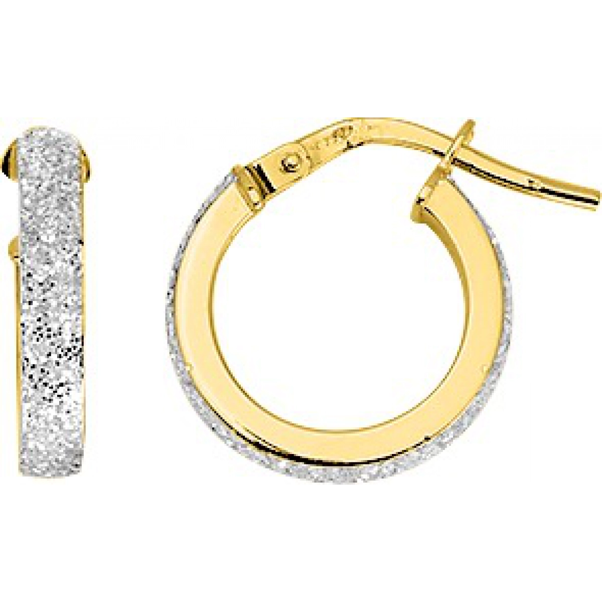 Hoops earrings pair w. rhod and glitter 18K YG  Lua Blanca  3686G.0
