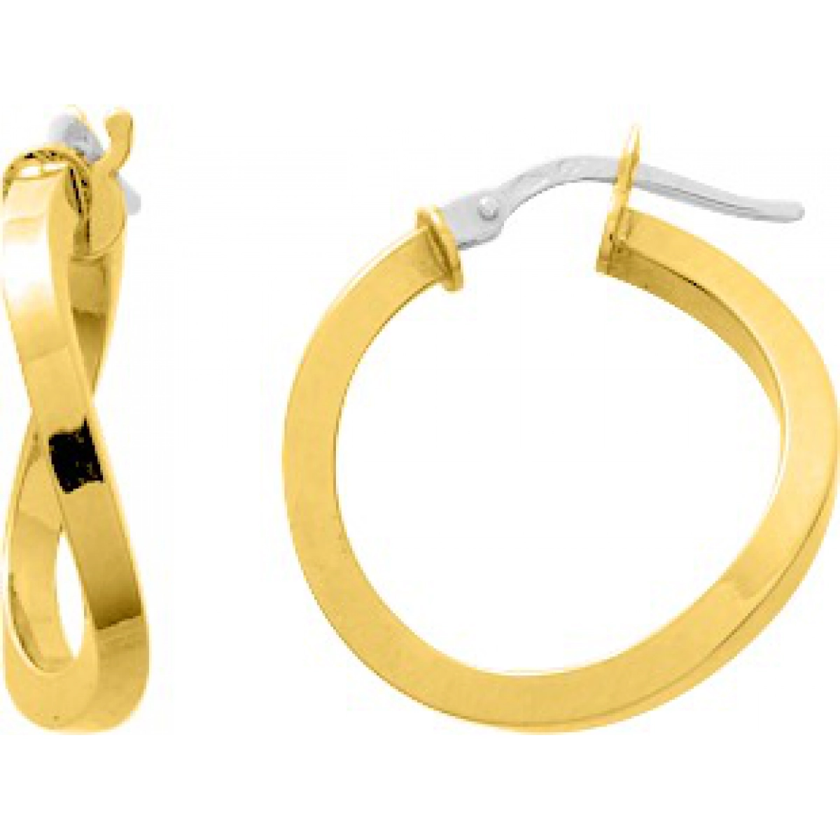 Hoops earrings pair squaretube 18K YG Lua Blanca  3524.51.0