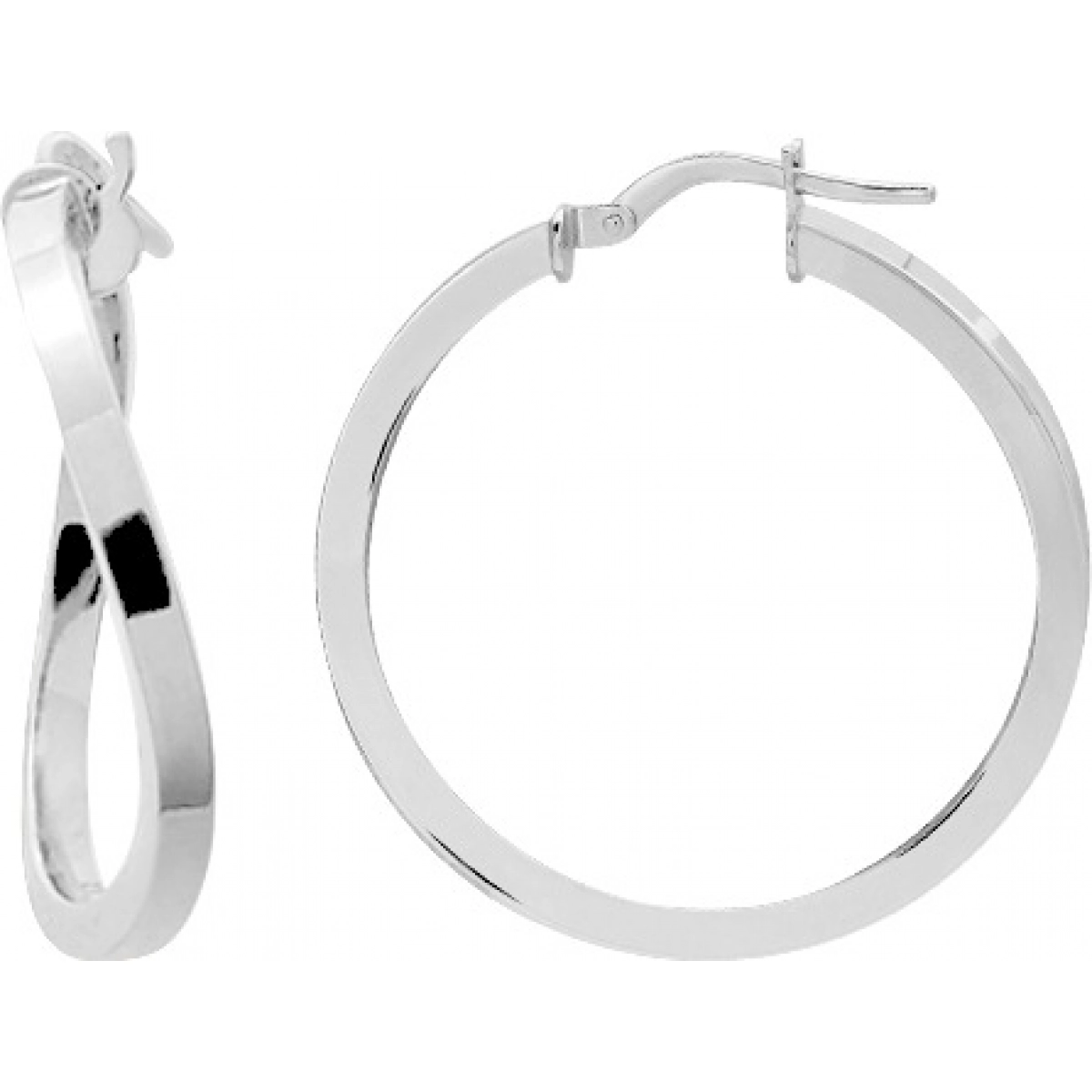 Hoops earrings pair squaretube 18K WG  Lua Blanca  3524.53G.0