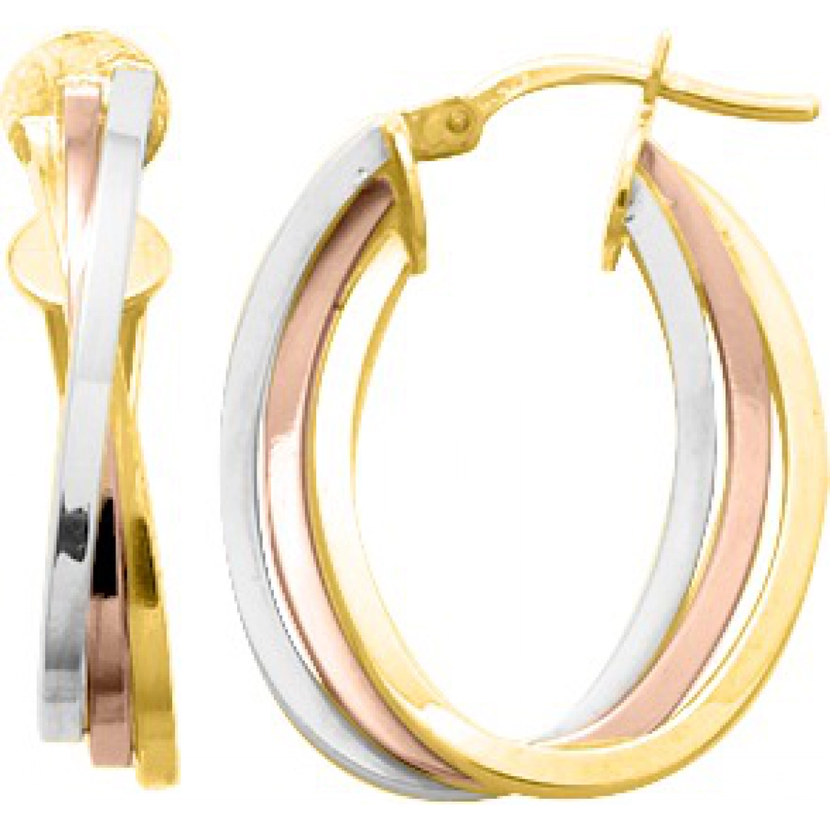 Hoops earrings pair squaretube 18K 3TG Lua Blanca  2580.5G.0